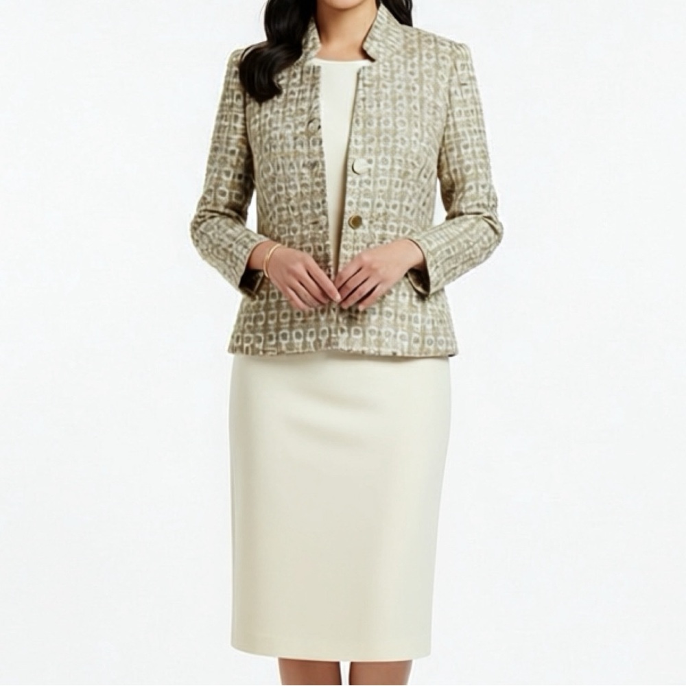 Lafayette 148 Wool Blend Lined Tweed Jacket Size 10